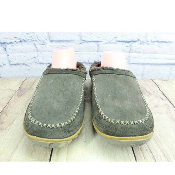 LL Bean Dark Gray Suede Fleece Lined Mountain Slipper Scuffs Size 11 M - Picture 4 of 9
